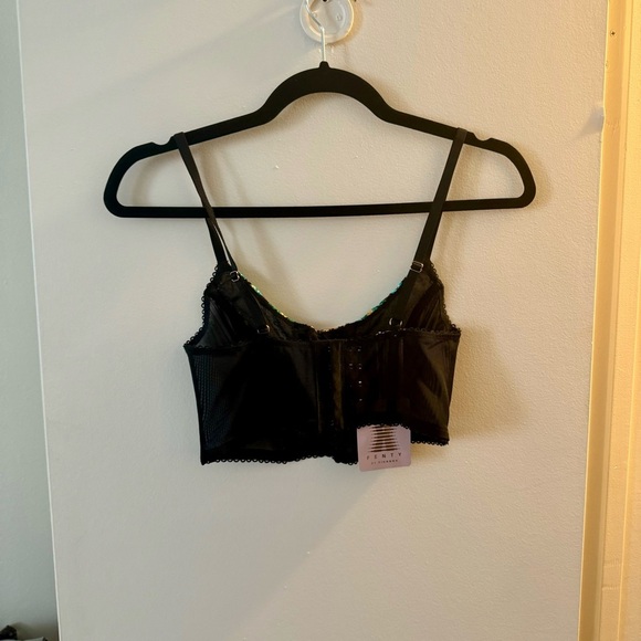 Savage X Fenty Corset Top BLACK CAVIAR CHAINED IN LACE EMBROIDERY - Picture 3 of 7